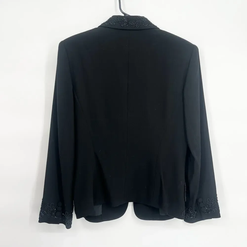Vintage 90s 100% Wool DKNY Women Blazer Hand Beaded - Picture 7 of 7